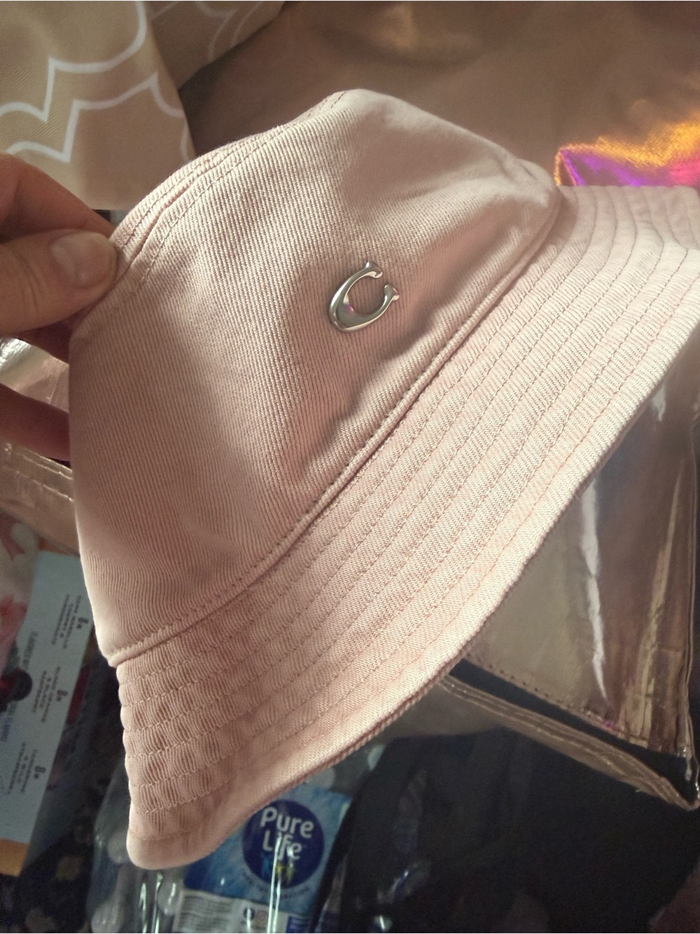 Coach Pink Canvas Bucket Hat with Signature Monogram Trim Never Worn - Picture 5 of 5